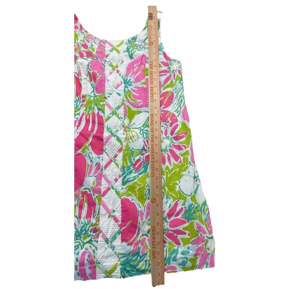 LILLY PULITZER Pink White Tropical Floral Print 100% Cotton Cathy Shift Dress 12 - Picture 4 of 9